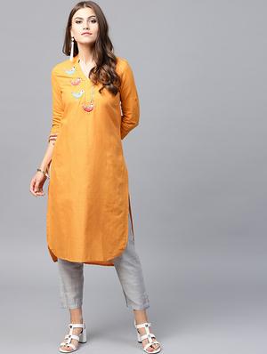 Embroidered patch work kurta - 15440552 - Standard Image - 1