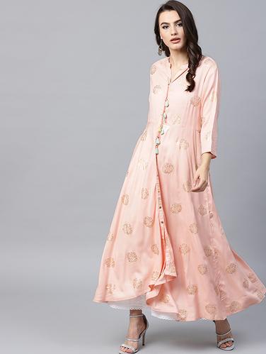 Flared block print ethnic dress - 15440575 - Very Small Image - 1