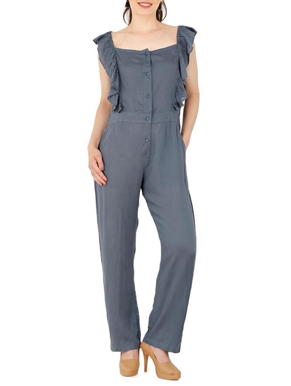 ruffled detail full leg jumpsuit - 15440691 - Zoom Image - 1