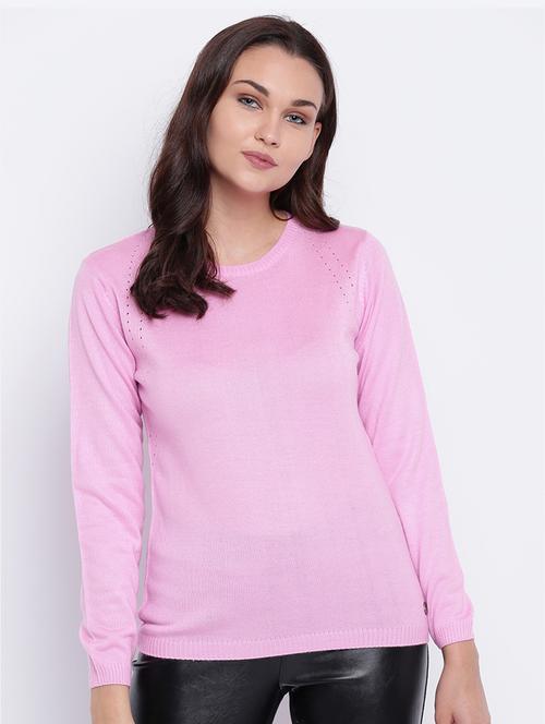 pointelle knit woolen pullover - 15440747 - Standard Image - 1