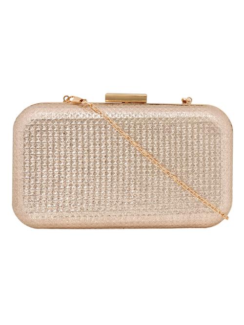 gold leatherette (pu) box clutch - 15441149 - Very Small Image - 1