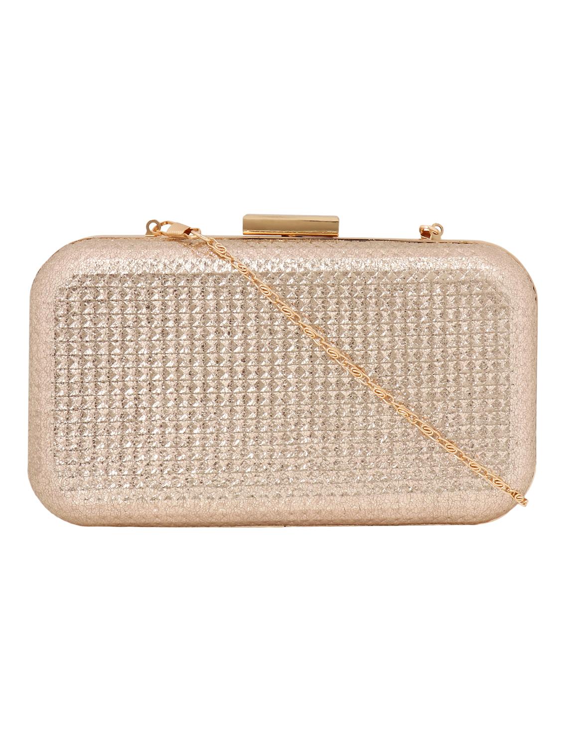 gold leatherette (pu) box clutch - 15441149 - Zoom Image - 1