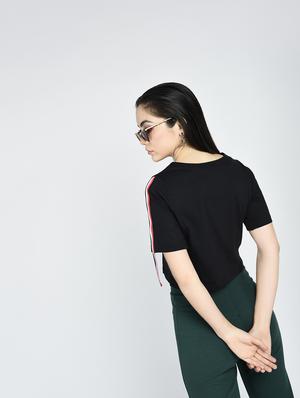 side taping sleeved top - 15441181 - Standard Image - 3