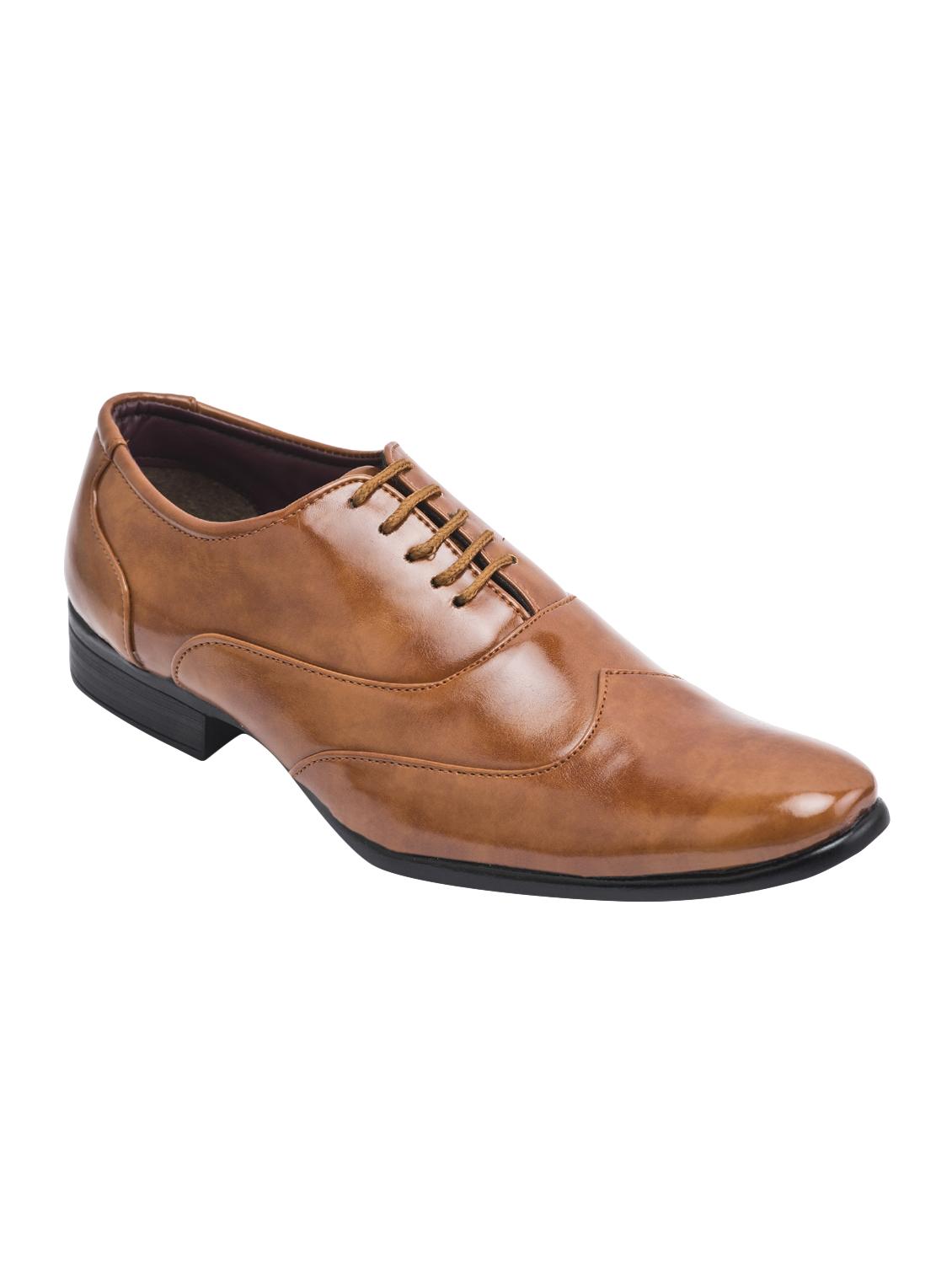 tan leatherette lace-up brouges - 15442343 - Zoom Image - 1