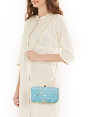 blue leatherette (pu) box clutch - 15443274 - Standard Image - 6