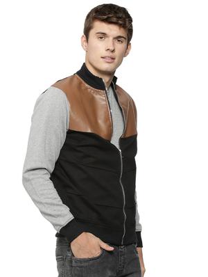 black cotton casual jacket - 15443862 - Standard Image - 2