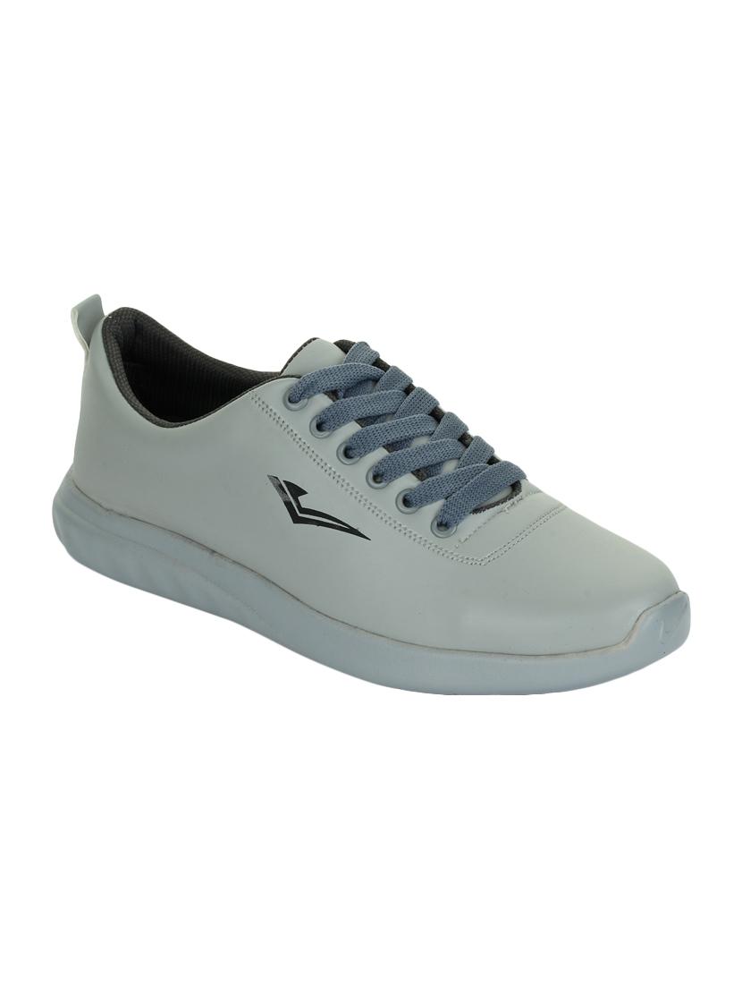 grey leatherette lace up sneakers - 15443934 - Zoom Image - 1