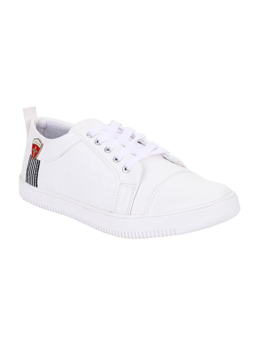white leatherette lace up sneakers - 15443939 - Zoom Image - 1