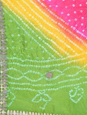 multi colored art silk bandhani dupatta - 15444182 - Standard Image - 2