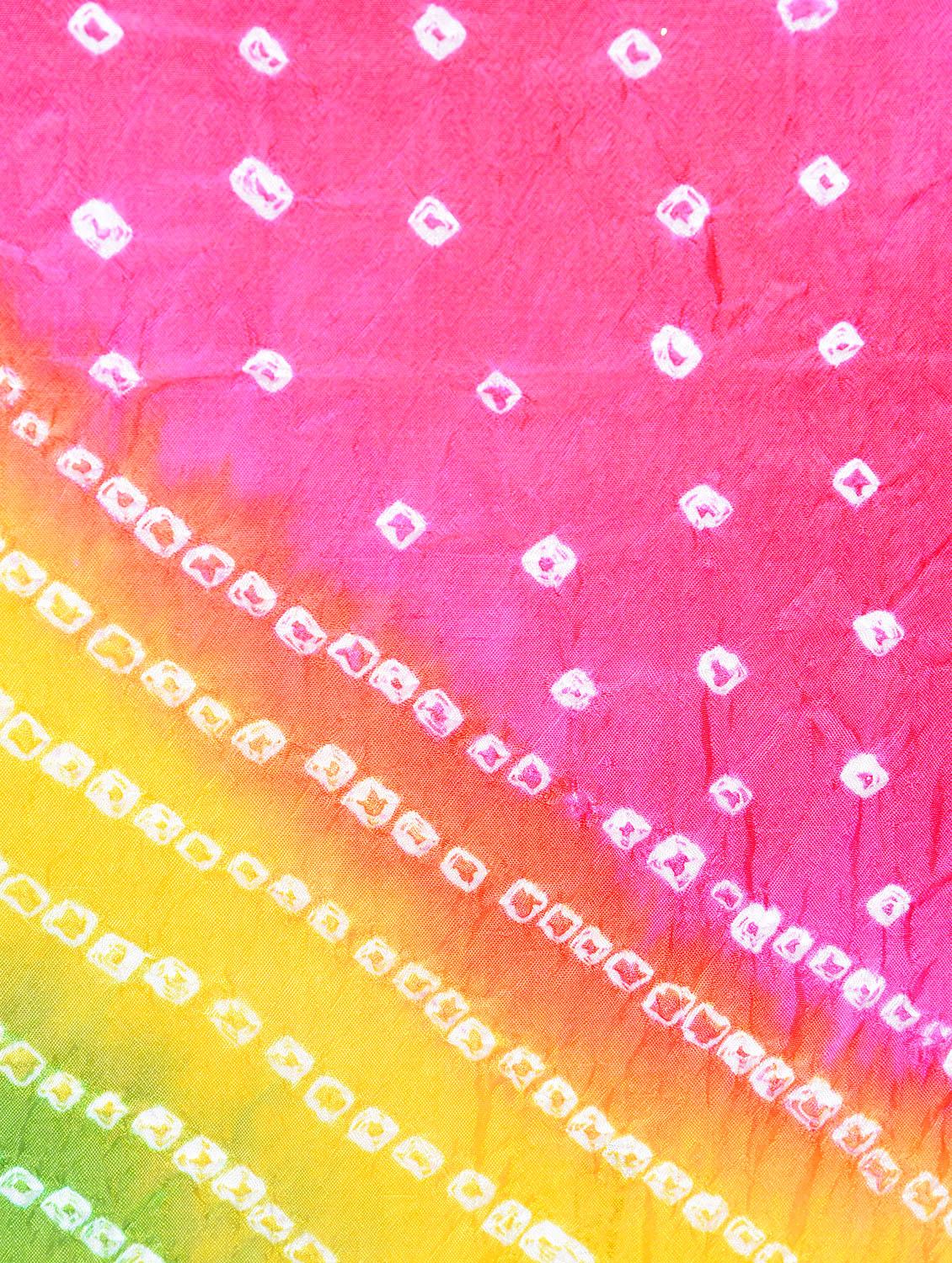 multi colored art silk bandhani dupatta - 15444182 - Zoom Image - 3