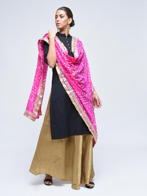 pink art silk bandhani dupatta - 15444183 - Very Small Image - 1