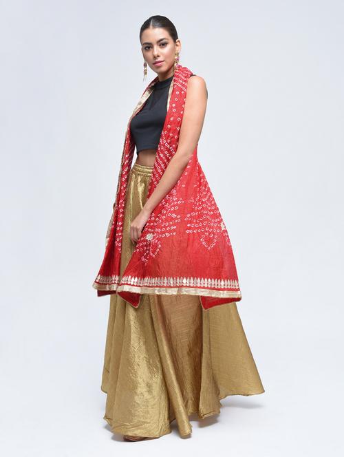 red art silk bandhani dupatta - 15444195 - Standard Image - 1
