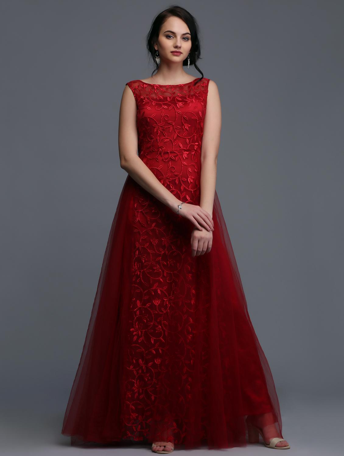 Embroidered net flared gown - 15445043 - Zoom Image - 1