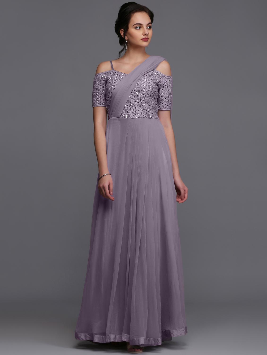 Embroidered flared gown - 15445045 - Zoom Image - 1