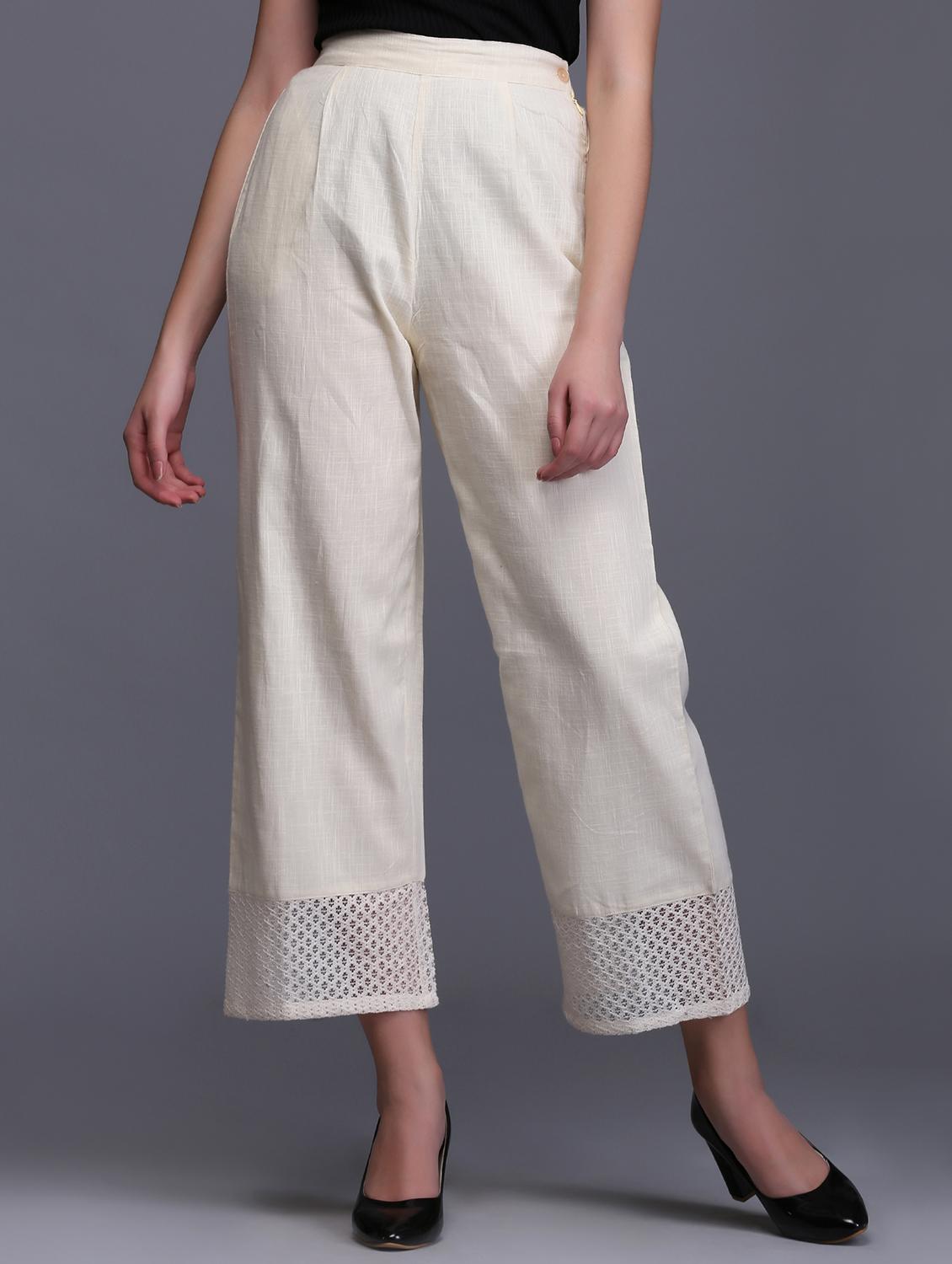 white cotton straight palazzo - 15445104 - Zoom Image - 1