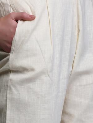 white cotton straight tapered pant - 15445107 - Standard Image - 4