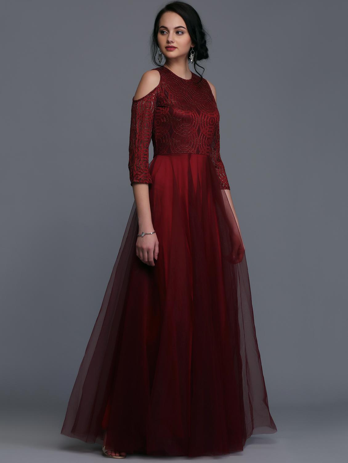 cold shoulder lace detail gown - 15445221 - Zoom Image - 2