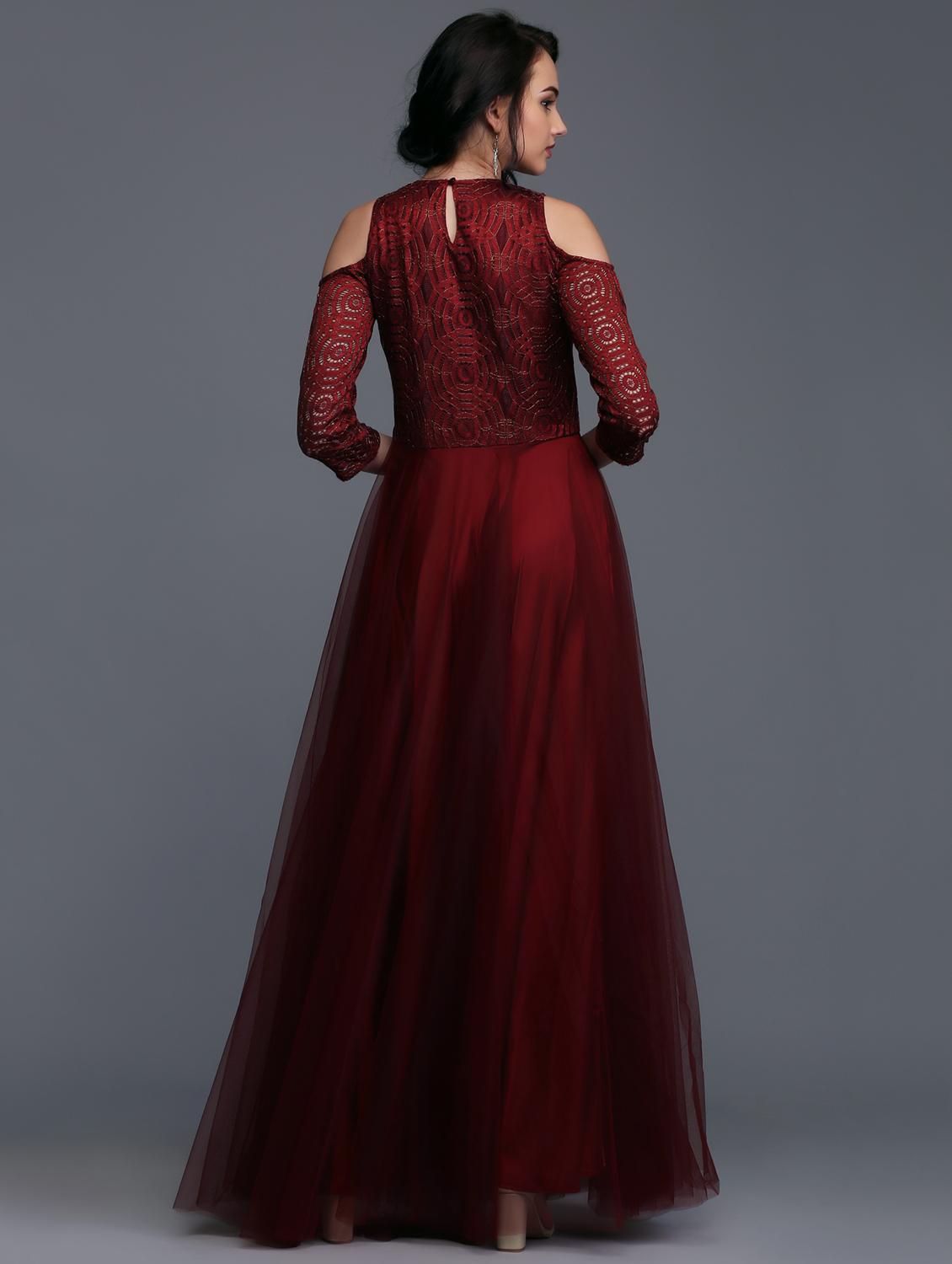 cold shoulder lace detail gown - 15445221 - Zoom Image - 3