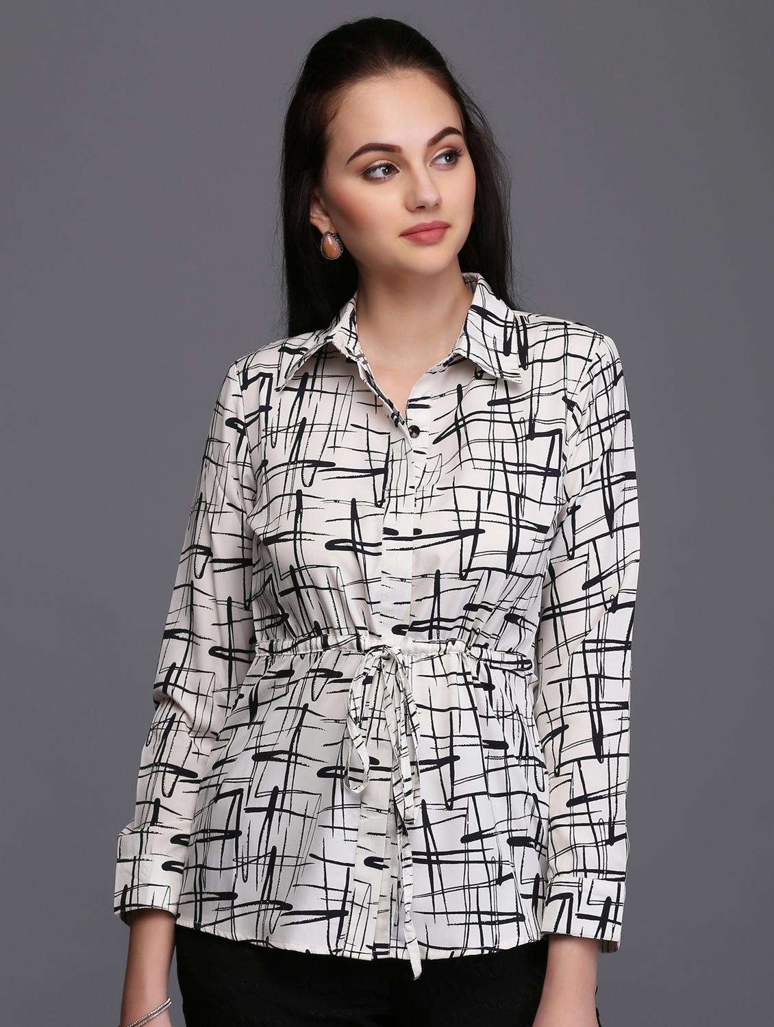 drawstring detail concealed placket top - 15445241 - Zoom Image - 1