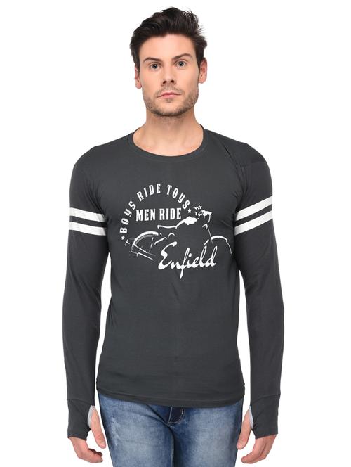 grey cotton thumb hole t-shirt - 15446271 - Standard Image - 1
