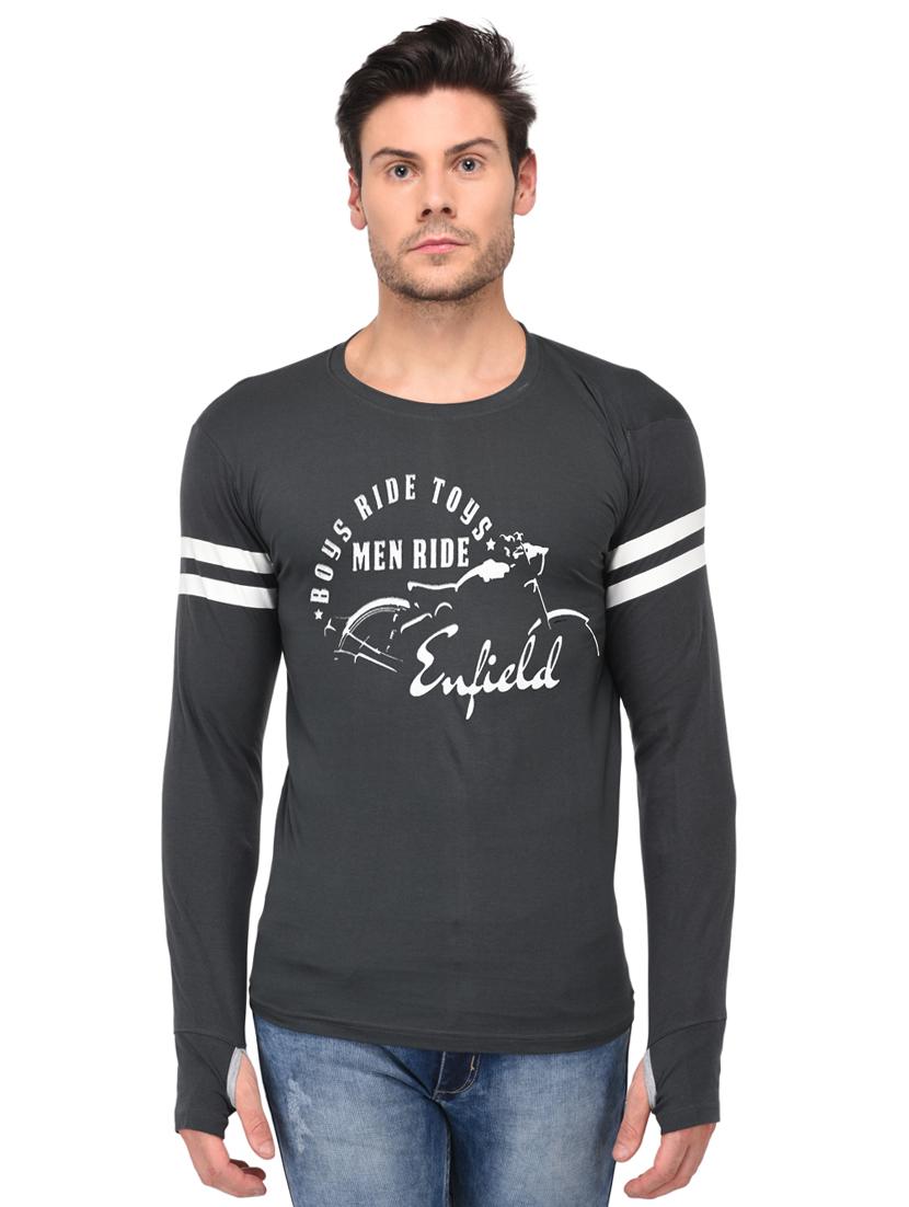 grey cotton thumb hole t-shirt - 15446271 - Zoom Image - 1