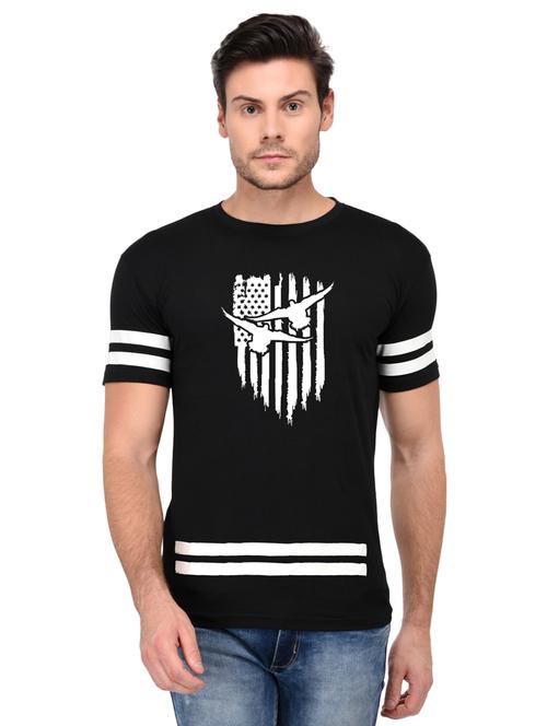black cotton front print t-shirt - 15446508 - Very Small Image - 1