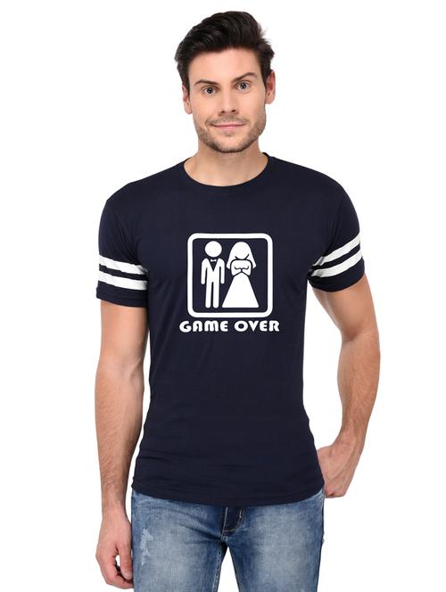 navy blue cotton chest print tshirt - 15446608 - Standard Image - 1