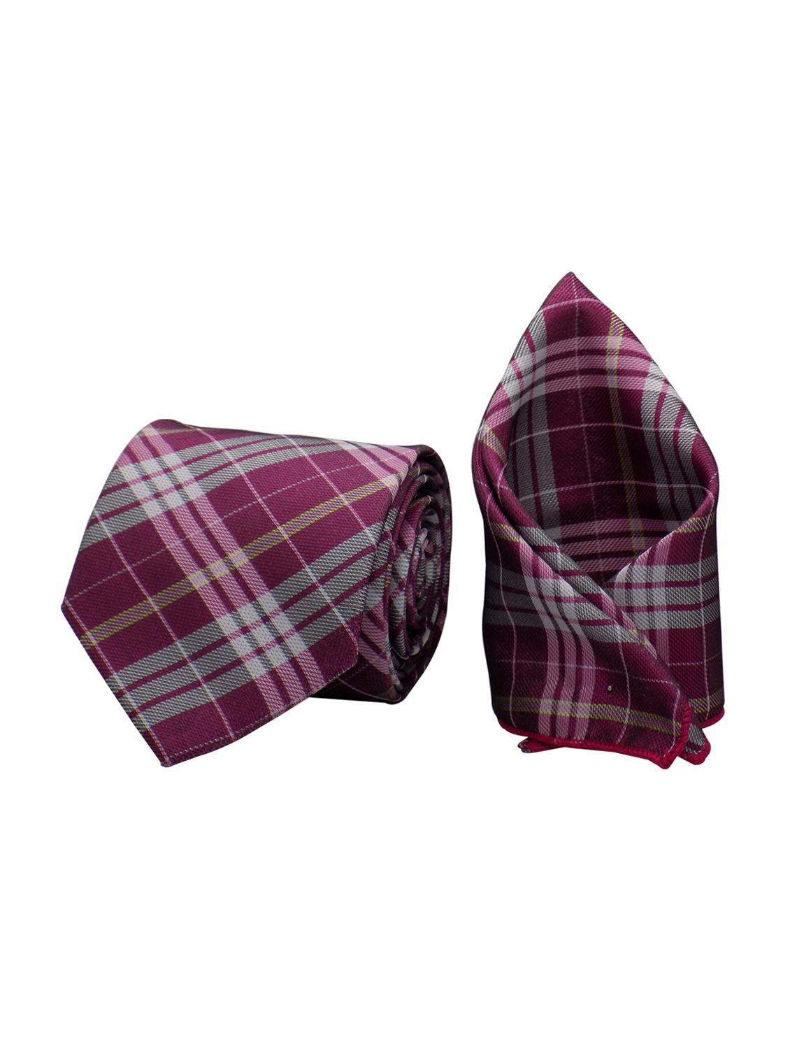 pink micro fiber tie with pocket square - 15449222 - Zoom Image - 1
