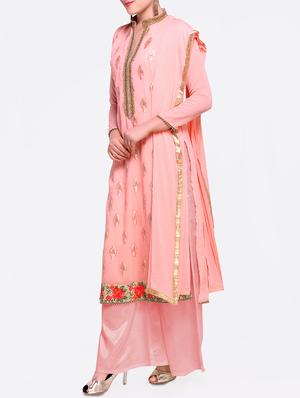 embroidered unstitched palazzo suit - 15449507 - Standard Image - 2