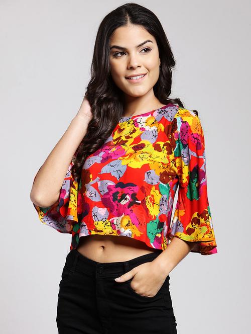 raglan sleeved crop top - 15451178 - Standard Image - 1