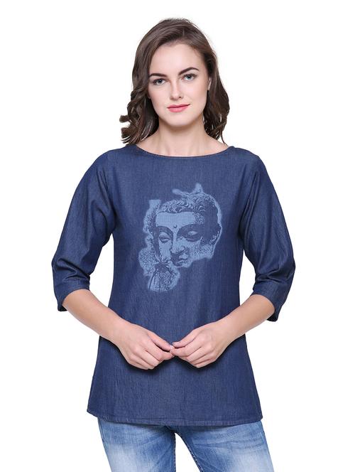 graphic printed denim top - 15451201 - Very Small Image - 1