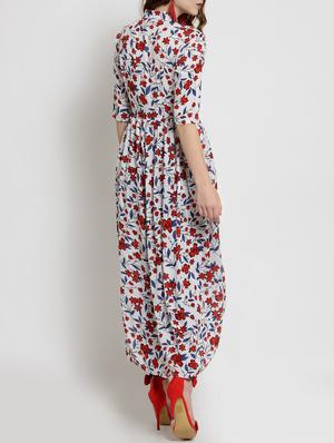 button detail pleated floral tunic - 15451793 - Standard Image - 3