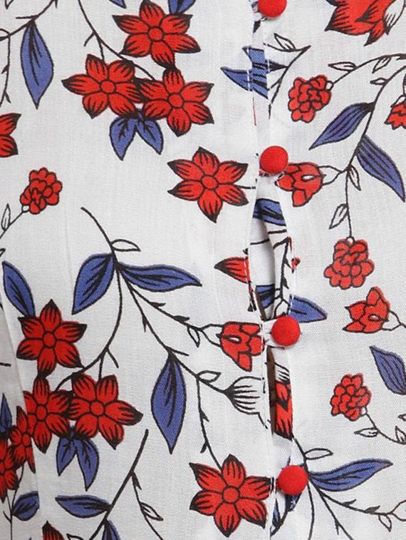 button detail pleated floral tunic - 15451793 - Zoom Image - 4