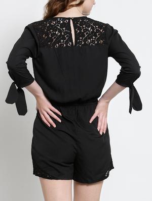 lace yoke wrap romper - 15451795 - Standard Image - 3