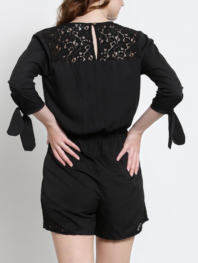 lace yoke wrap romper - 15451795 - Zoom Image - 3
