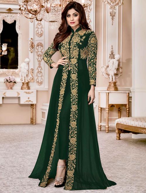 embroiderer semi-stitched pant suit - 15452233 - Very Small Image - 1