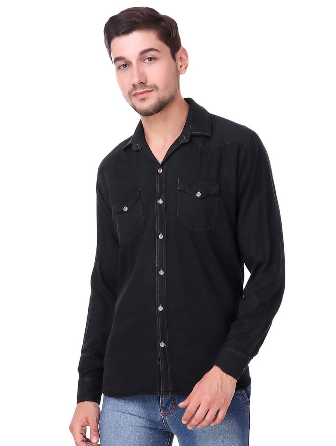 black denim casual shirt - 15452367 - Zoom Image - 1