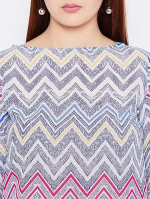 chevron print boat neck top - 15452473 - Standard Image - 5