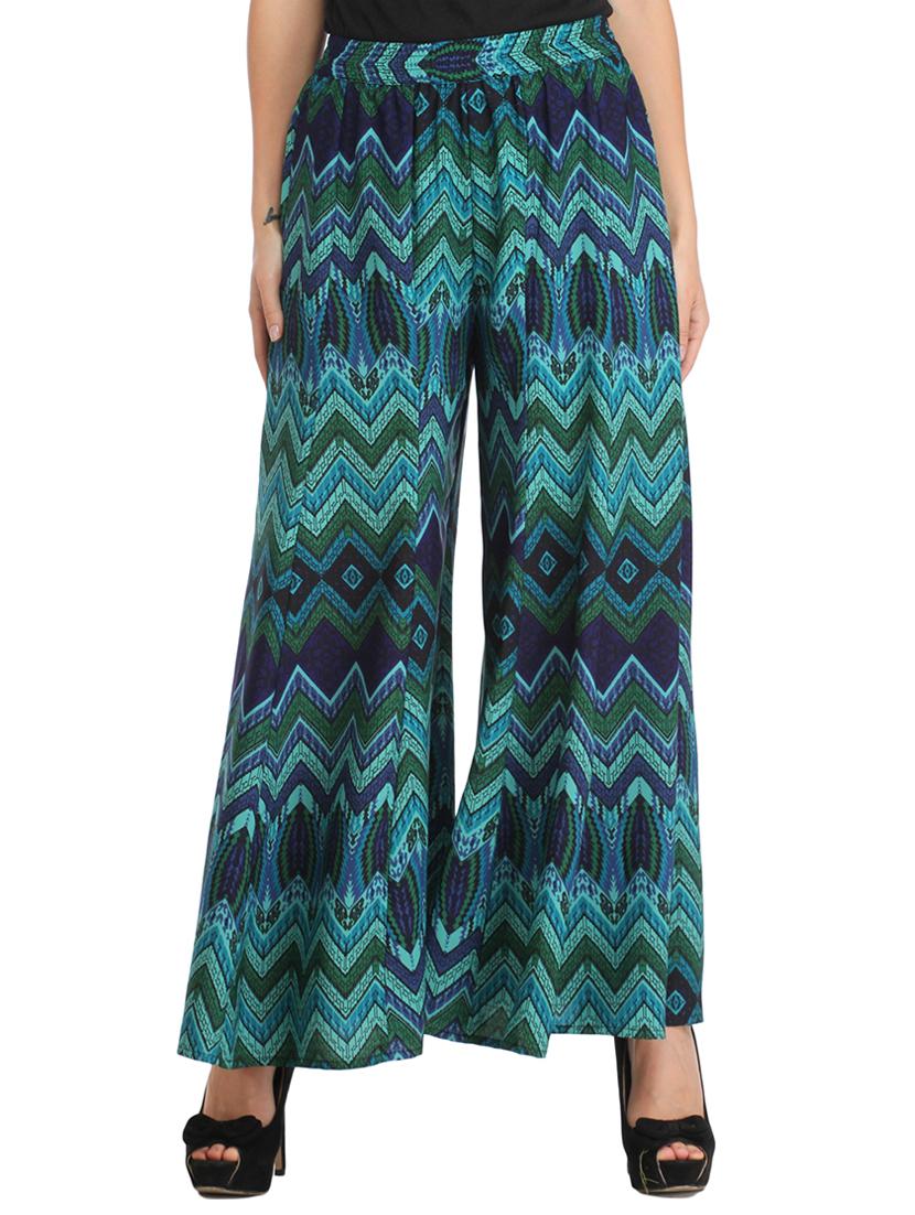 blue crepe flared palazzo - 15452718 - Zoom Image - 1