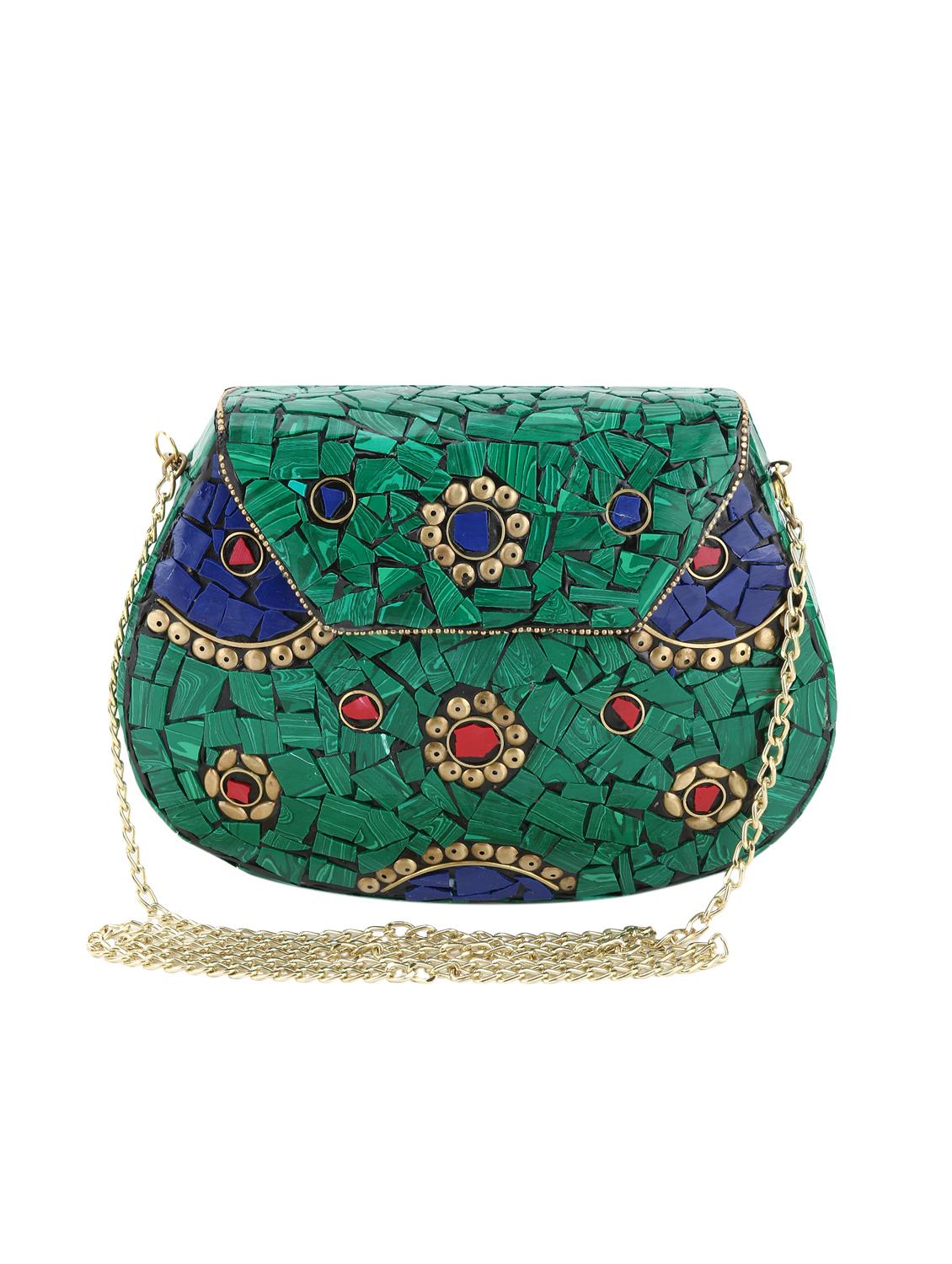 green metal box clutch - 15452828 - Zoom Image - 1