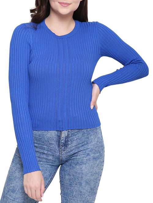 ribbed knit lace insert top - 15454826 - Standard Image - 1