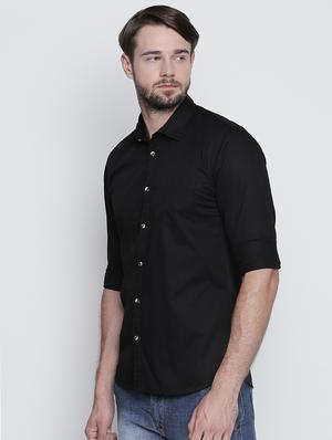 black cotton casual shirt - 15455285 - Standard Image - 2