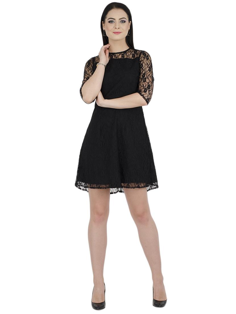floral laced a-line dress - 15455300 - Zoom Image - 1