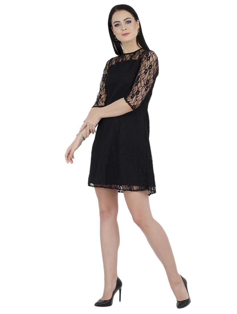 floral laced a-line dress - 15455300 - Zoom Image - 2