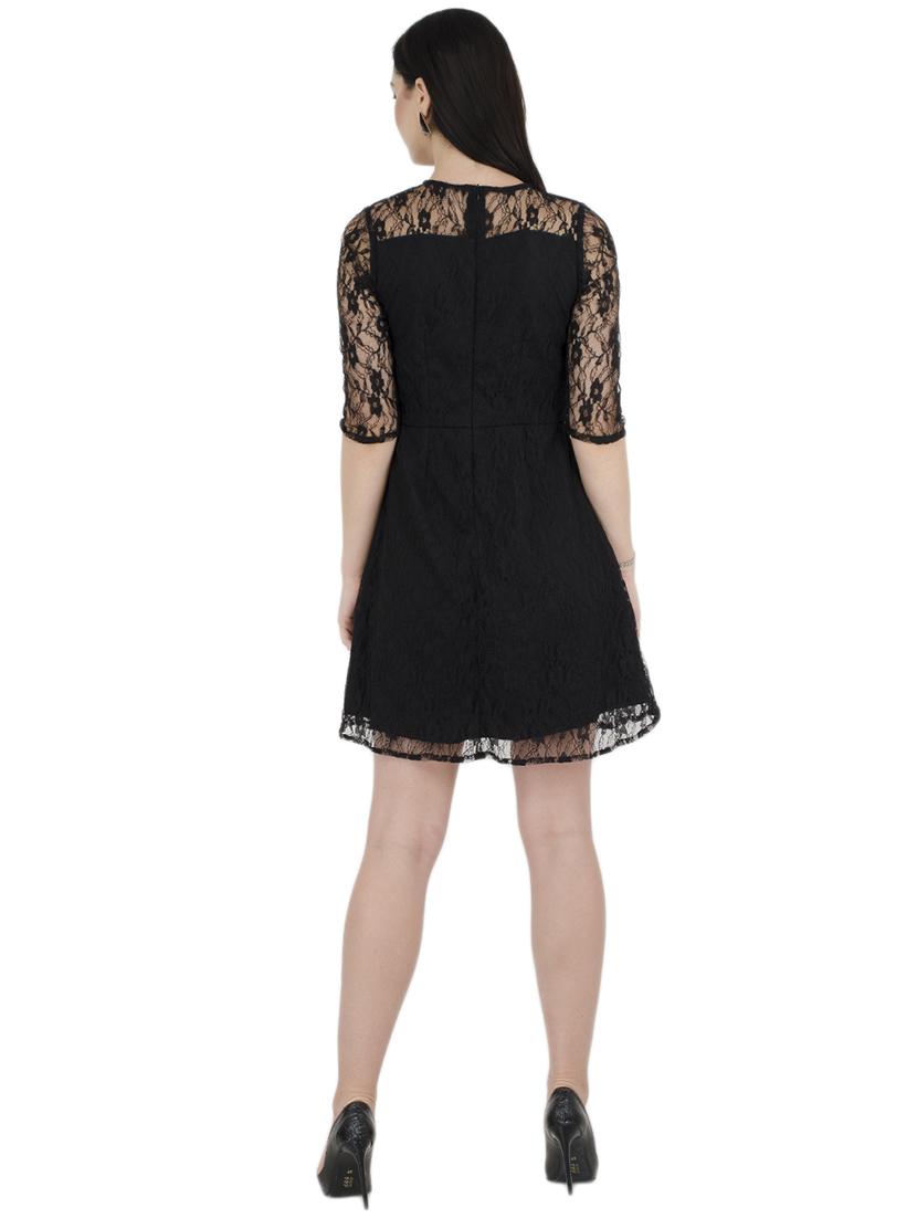 floral laced a-line dress - 15455300 - Zoom Image - 3