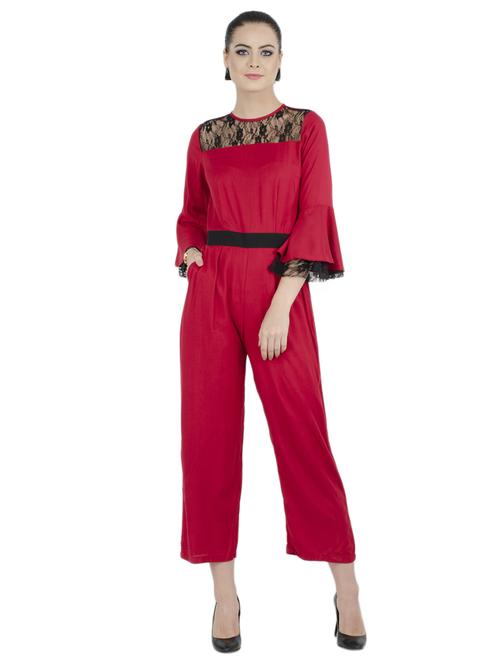 floral lace full leg jumpsuit - 15455305 - Standard Image - 1