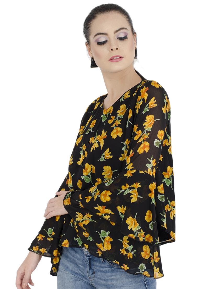 bell sleeved floral top - 15455311 - Zoom Image - 2