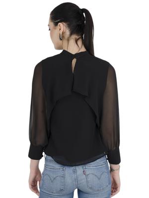 mock neck slit sleeved top - 15455315 - Standard Image - 3