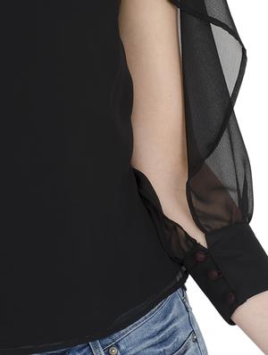 mock neck slit sleeved top - 15455315 - Standard Image - 4