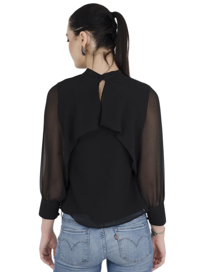 mock neck slit sleeved top - 15455315 - Zoom Image - 3